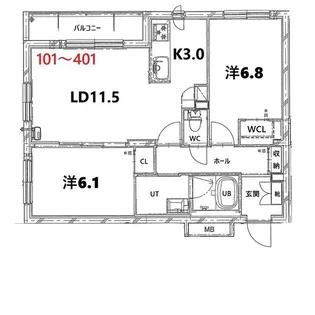 BASE厚別【1階】の間取り