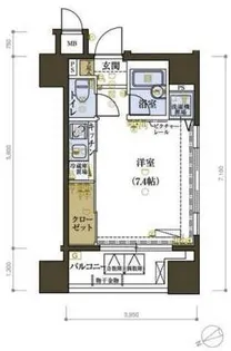 リヴシティ中央区築地【7階】の間取り