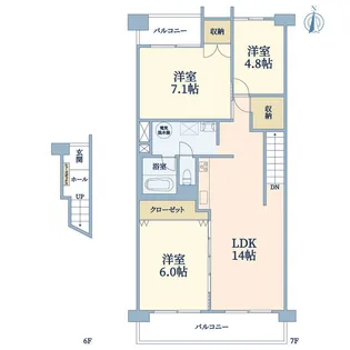 プラザ江戸川橋【6階】の間取り
