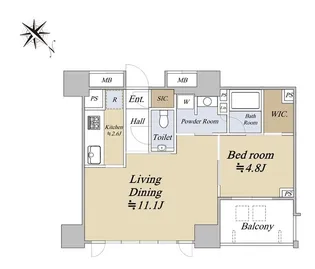 アトラス恵比寿景丘【7階】の間取り