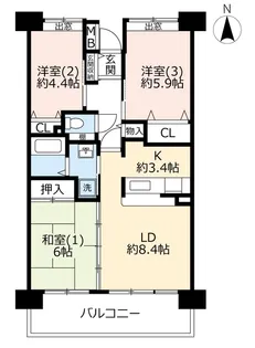 URアルビス前原【8階】の間取り