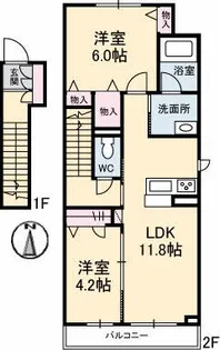 アリスティオ・ガーデンY C【2階】の間取り