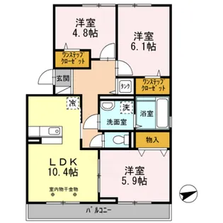 セジュールアカネ B棟【1階】の間取り