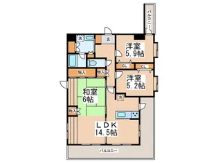 ルネス・ヴィルヌ-ヴ【3階】の間取り