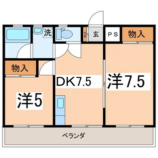 ハイツ初鹿野【2階】の間取り