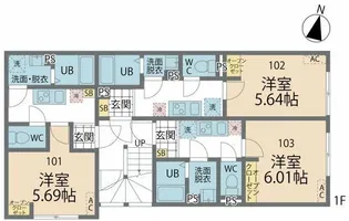 カインドネス本厚木East【1階】の間取り