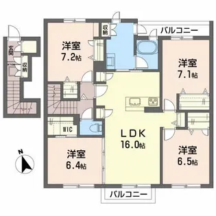 プロヌーブ瑛&美氏館【2階】の間取り
