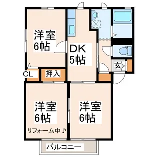 ラビアンローズII A【2階】の間取り