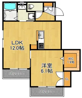 1LDKの間取り画像