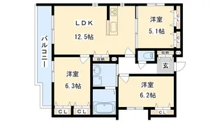 シャーメゾン城北【3階】の間取り