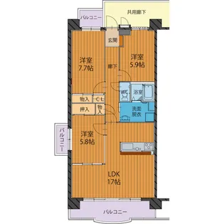 Twin Prime 姫川(ツイン プライム ヒメカワ)【4階】の間取り
