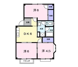 広島県広島市安佐北区落合南2【アパート】の間取り