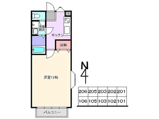 ラ・ベルクール【1階】の間取り
