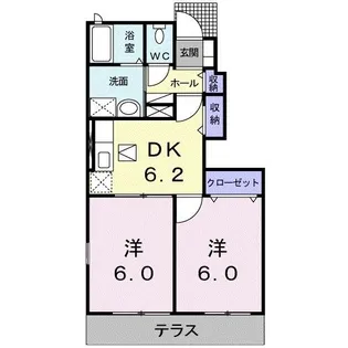ソレアード ヒルズD【1階】の間取り
