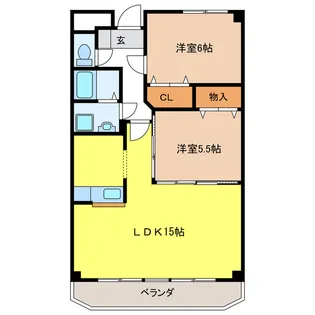 2LDKの間取り画像