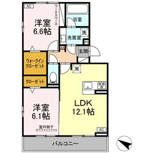 2LDKの間取り画像