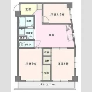 ロイヤルハイツ吉岡B【6階】の間取り