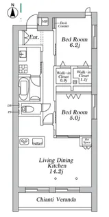 ザ カリフォルニアレジデンス【2階】の間取り