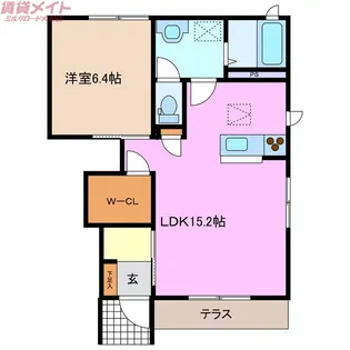 グリーンハウスLatte C【1階】の間取り