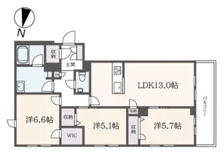 ホクレア分倍河原【3階】の間取り
