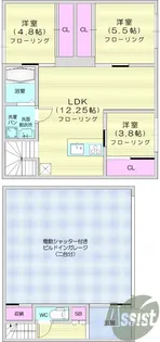 Garage Villa Shivers A【2階】の間取り