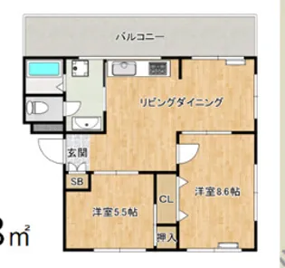 グリーンヒル山本通【2階】の間取り