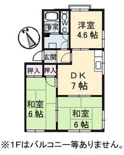 太華ハイツ C【1階】の間取り