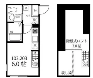 ハーミットクラブハウス プリヴェール【1階】の間取り