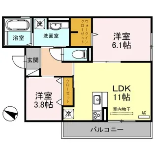 エクセレント曙川東II【1階】の間取り