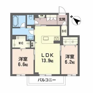 グランエス長束【2階】の間取り