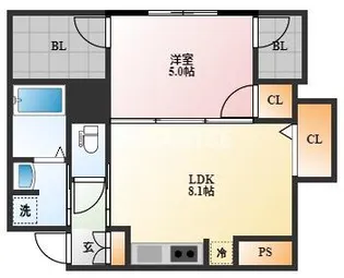 Apartment Grus Okamachi【4階】の間取り