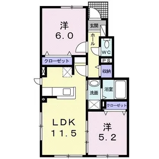 パンルージュI【1階】の間取り
