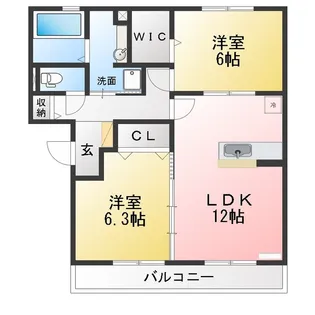 サザンクロスA【1階】の間取り