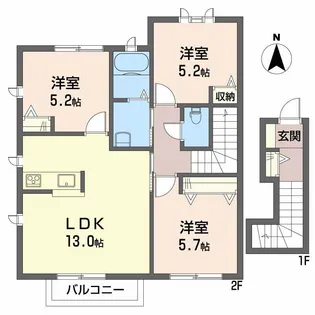 エール東原 B棟【2階】の間取り