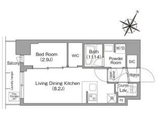 コンフォリアリヴ新中野サウス【8階】の間取り