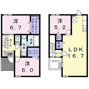 スカイビレD【1階】の間取り