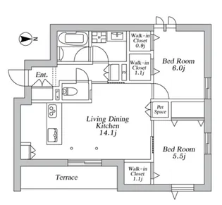 ザ・カリフォルニアレジデンス【1階】の間取り