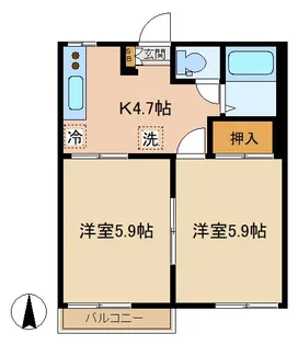 アパートメントハウスK【2階】の間取り