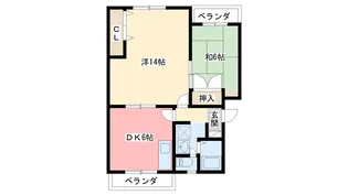 コンチネンタル布瀬I【4階】の間取り