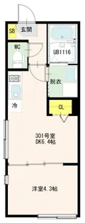 プラシッド千住緑町【3階】の間取り