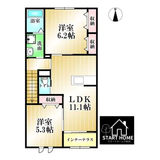 ユニバーサルテラスY【2階】の間取り