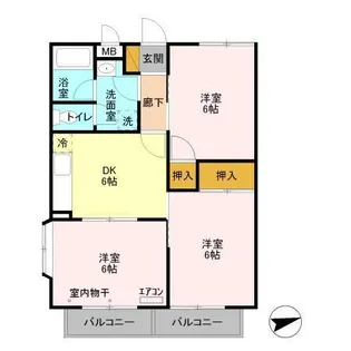 ツインスターI【2階】の間取り