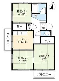 UR中登美第三【1階】の間取り