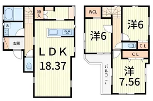 東京都葛飾区東金町7【一戸建】の間取り