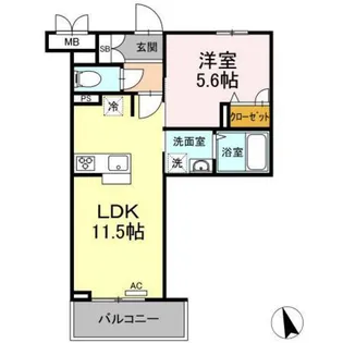 1LDKの間取り画像