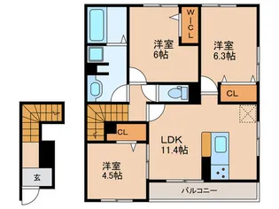 ソレイユ嵯峨野【2階】の間取り
