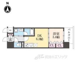 リシュドール梅小路【7階】の間取り
