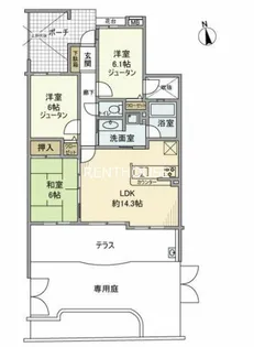 レクセルマンション武蔵野台【1階】の間取り