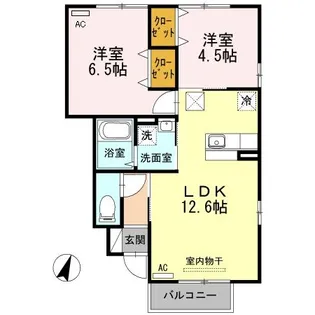 シャルムドミール B棟【1階】の間取り