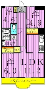 ルミエール西綾瀬【5階】の間取り